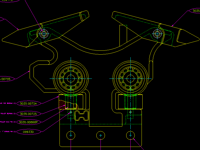 FRONT TROLLEY, RLR BEARING GUIDE (OIL) NO ACT ROD